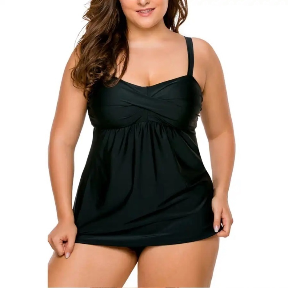 Nwot Black Tankini Black Bandeau Top Thick Adjustable Strap